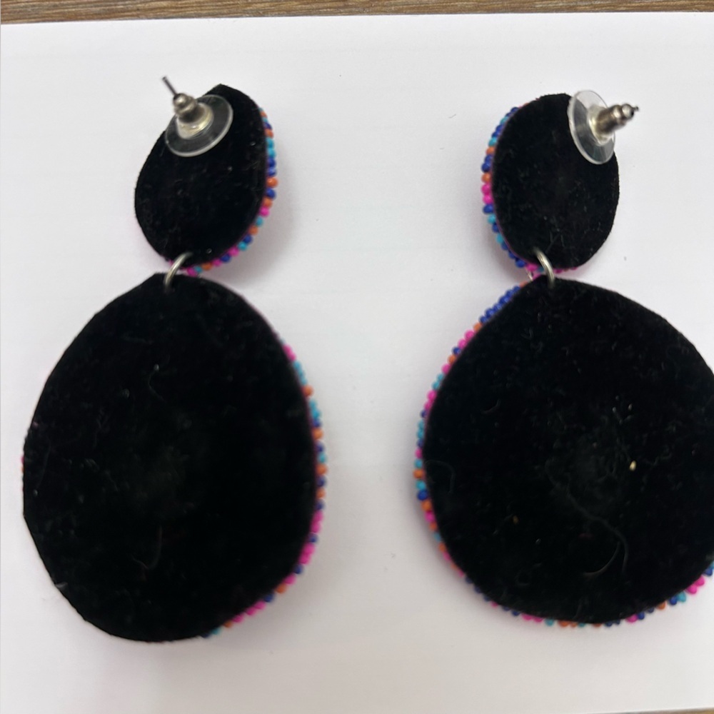 Colorful Beaded Drop Earrings - Picture 2 of 2